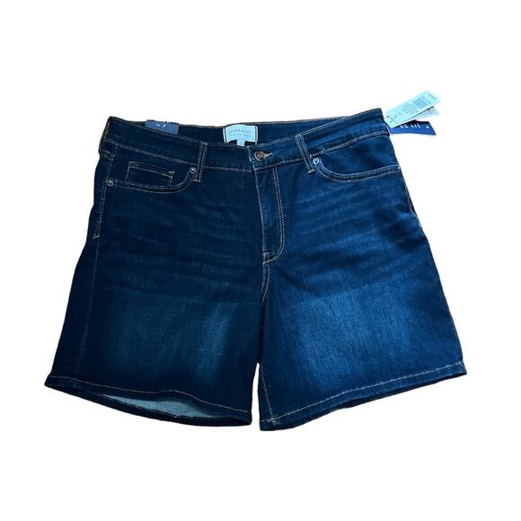 Crown & Ivy Womens Denim Jeans Shorts Size 14 Regular Dark  Blue 6”inseam New - Picture 1 of 5